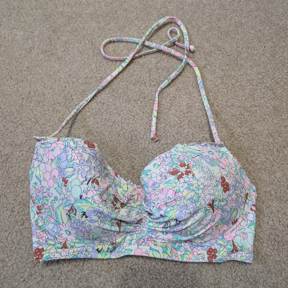 Victoria's Secret Floral Bikini Top - Pink and Green